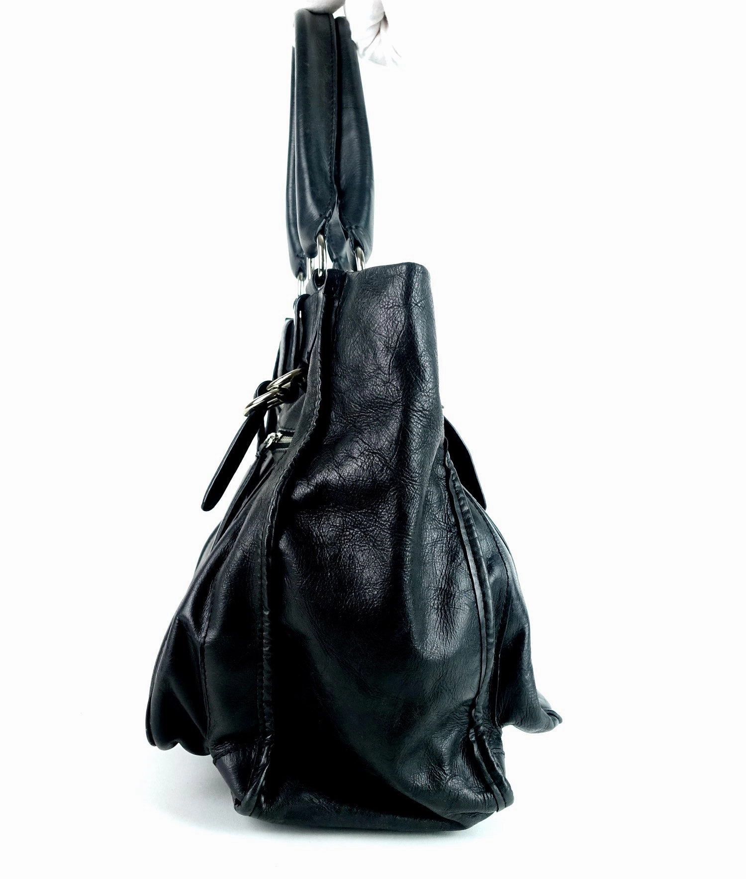 Crushed Leather Large Shoulder Bag