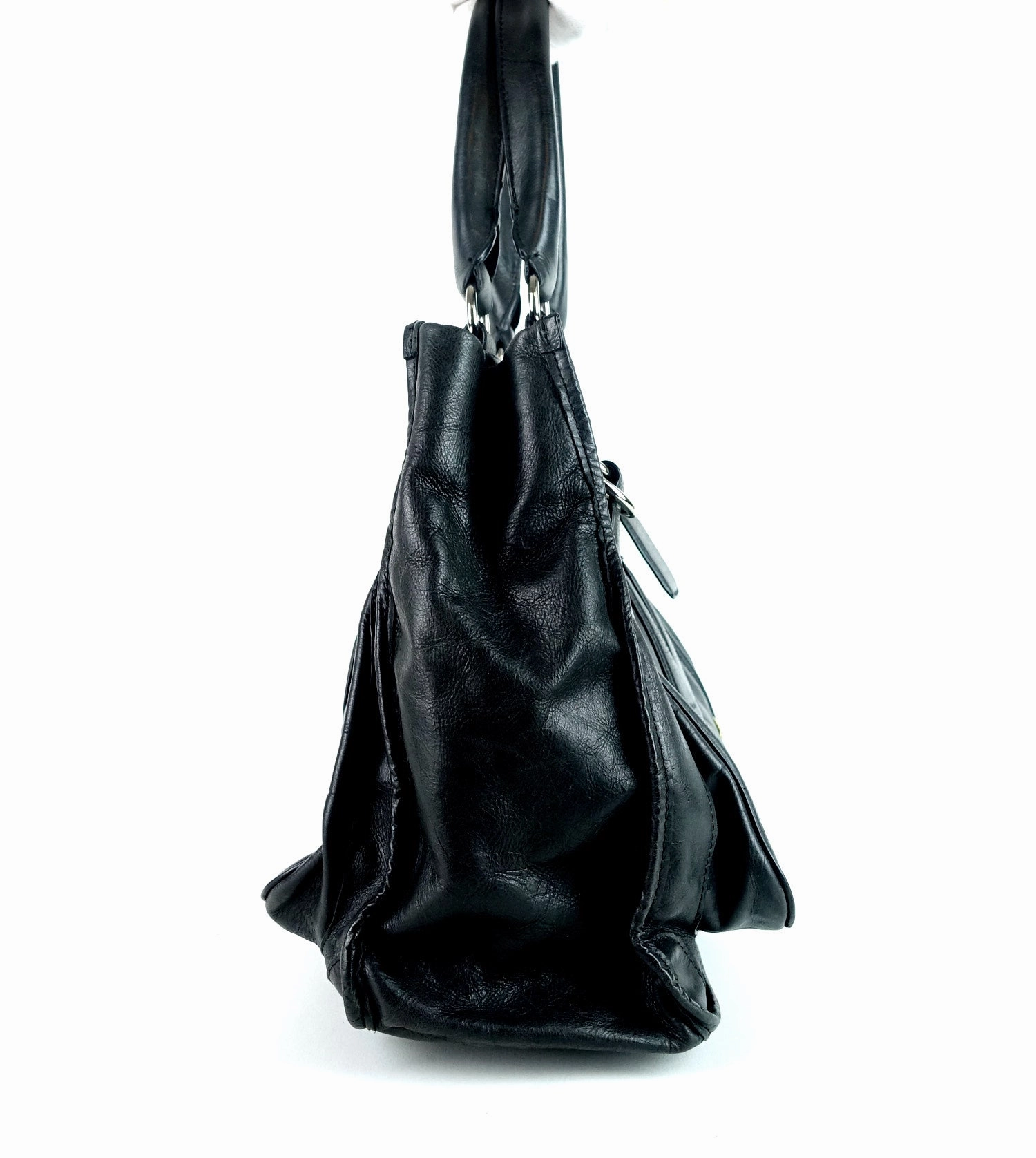 Crushed Leather Large Shoulder Bag