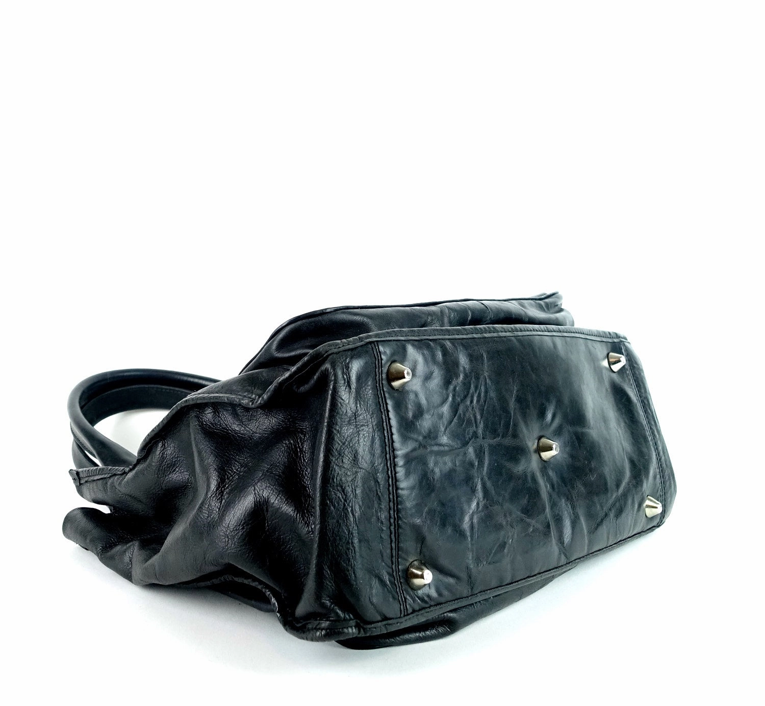 Crushed Leather Large Shoulder Bag