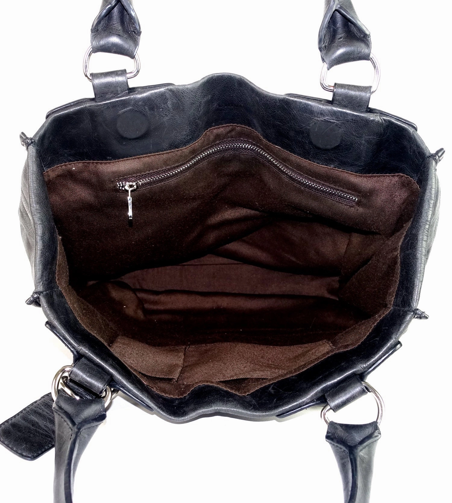 Crushed Leather Large Shoulder Bag