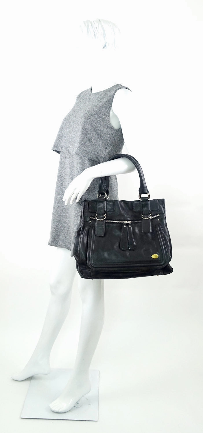 Crushed Leather Large Shoulder Bag