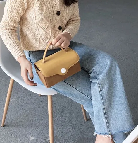 Cute Yellow Leather Womens Mini Box Purse Handbag Shoulder Bag for Women