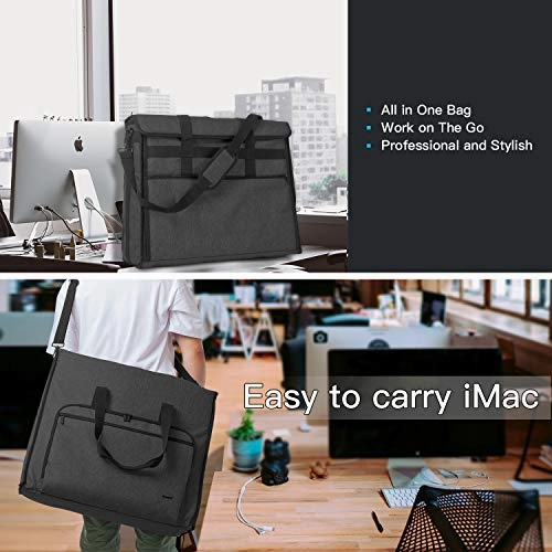 Damero Carrying Tote Bag Compatible with Apple 27" iMac Desktop Computer, Travel Storage Bag for iMac 27-inch and Other Accessories, Black