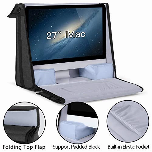 Damero Carrying Tote Bag Compatible with Apple 27" iMac Desktop Computer, Travel Storage Bag for iMac 27-inch and Other Accessories, Black
