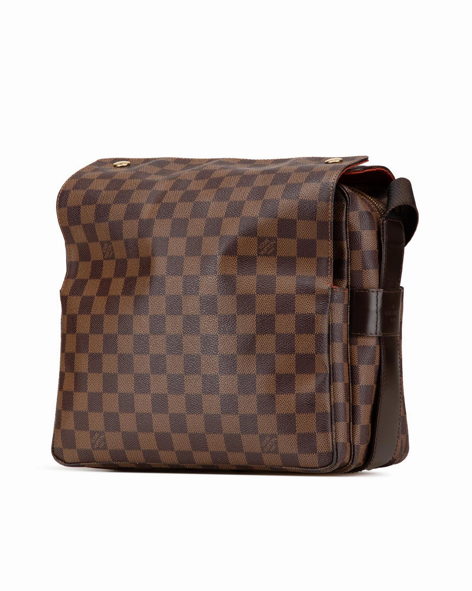 Damier Ebene Canvas Crossbody Bag with Adjustable Strap and Multiple Closures