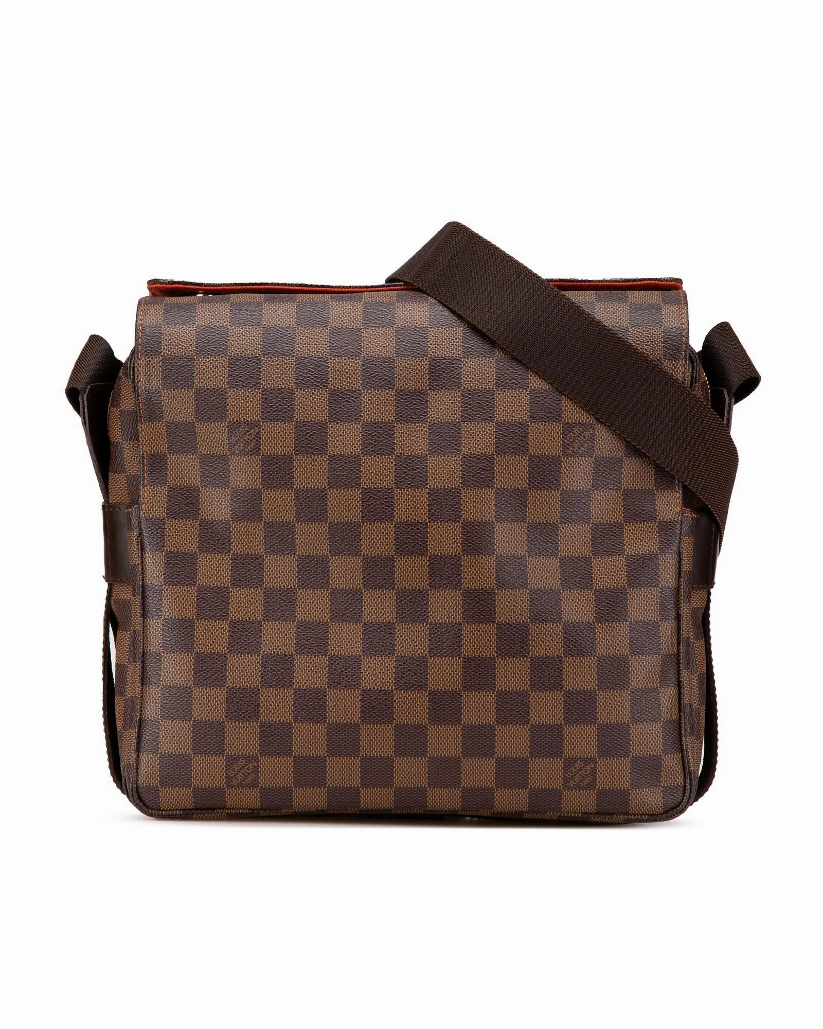 Damier Ebene Canvas Crossbody Bag with Adjustable Strap and Multiple Closures