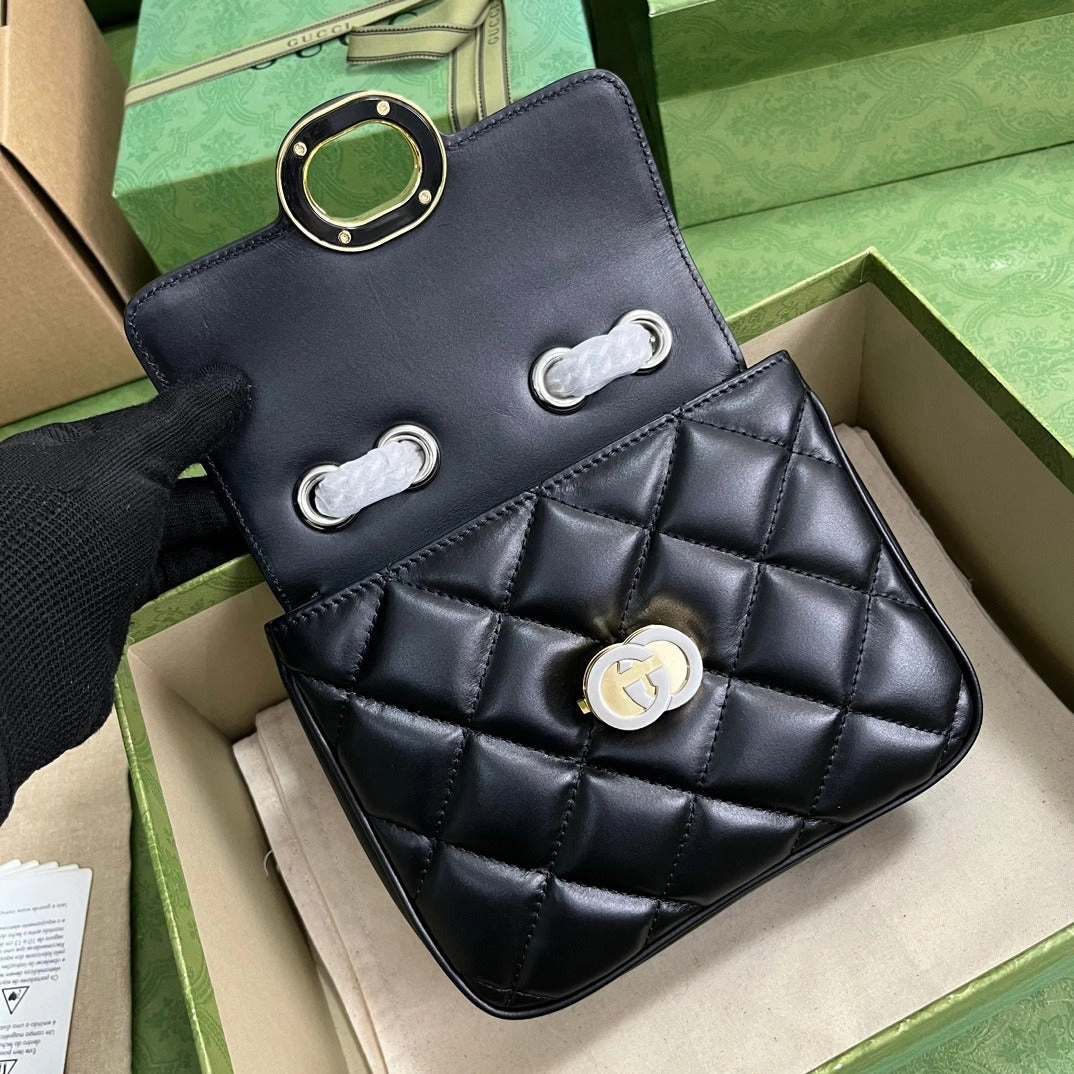 Deco Mini Shoulder Bag Black Leather Shoulder Bag for Women