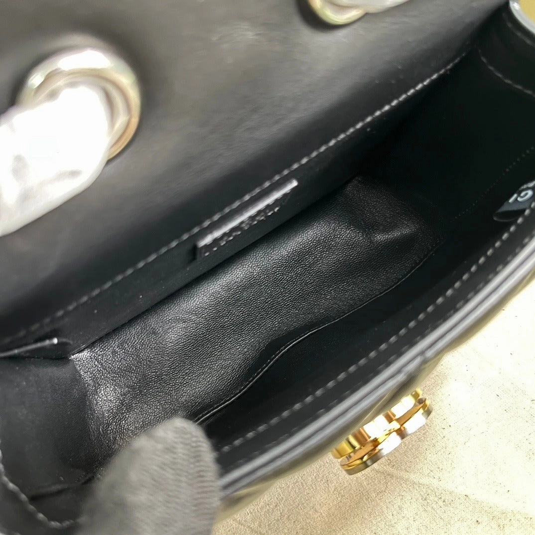 Deco Mini Shoulder Bag Black Leather Shoulder Bag for Women