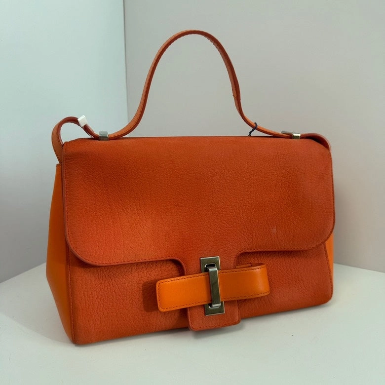 Delvaux Brilliant Crossbody Suede Leather Bag in Orange