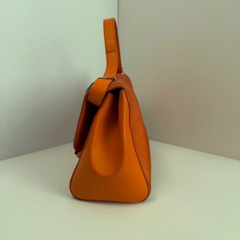 Delvaux Brilliant Crossbody Suede Leather Bag in Orange