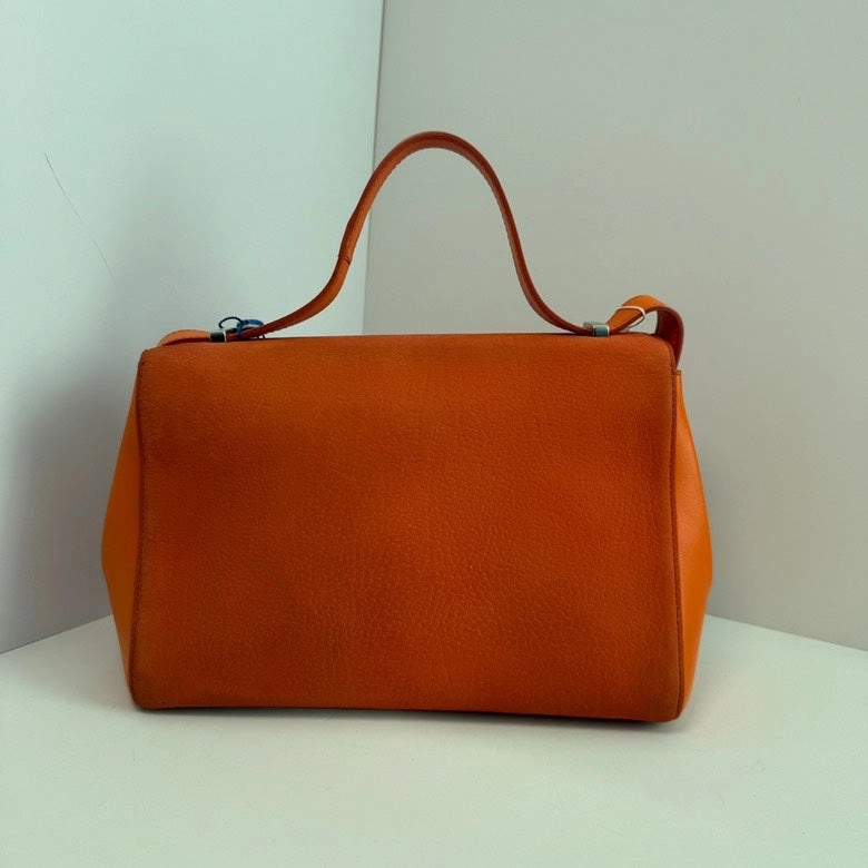 Delvaux Brilliant Crossbody Suede Leather Bag in Orange