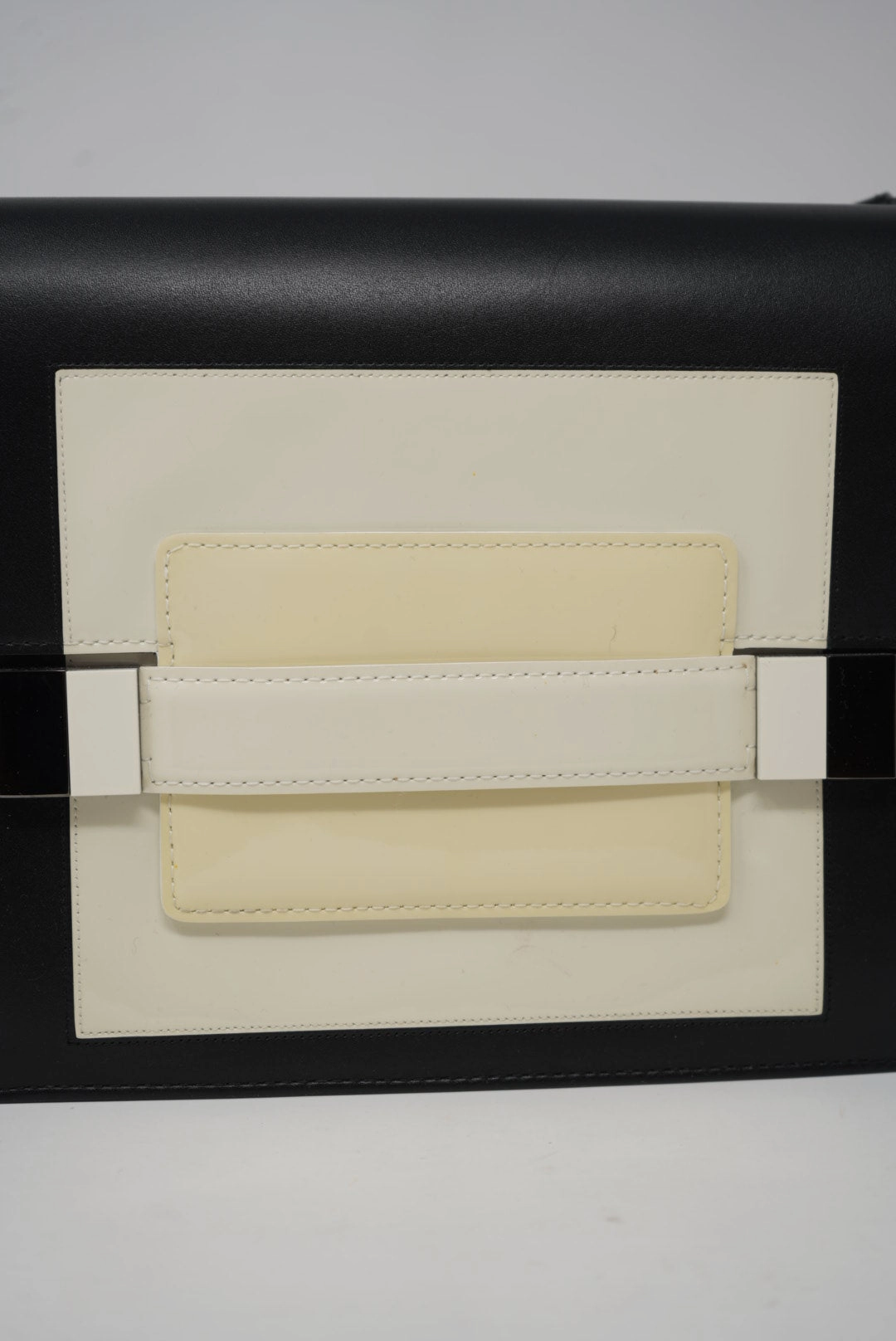 Delvaux Madame Shoulder Bag Black/White with Mirror