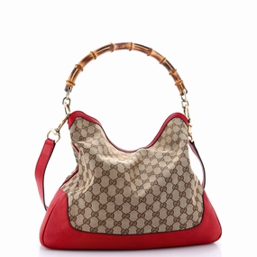 Diana Bamboo Shoulder Bag GG Canvas Medium
