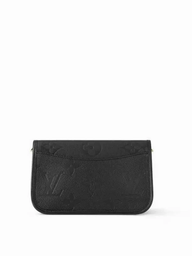 Diane Monogram Leather Shoulder Bag Black