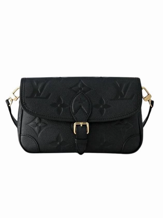 Diane Monogram Leather Shoulder Bag Black