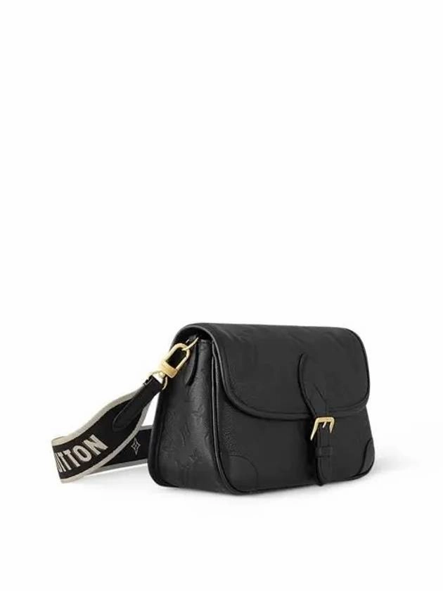 Diane Monogram Leather Shoulder Bag Black