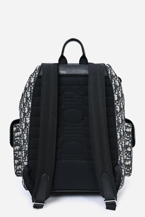 Dior 2021 Navy Oblique Jacquard/Calfskin Saddle Backpack