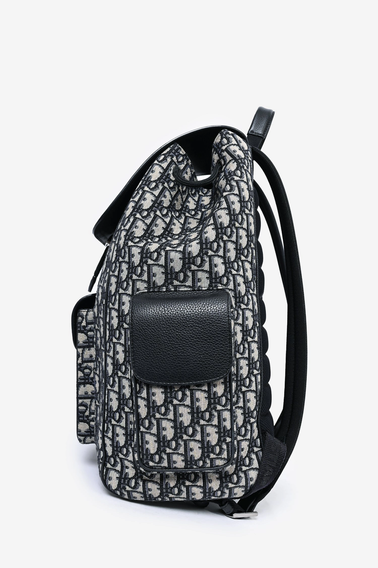 Dior 2021 Navy Oblique Jacquard/Calfskin Saddle Backpack