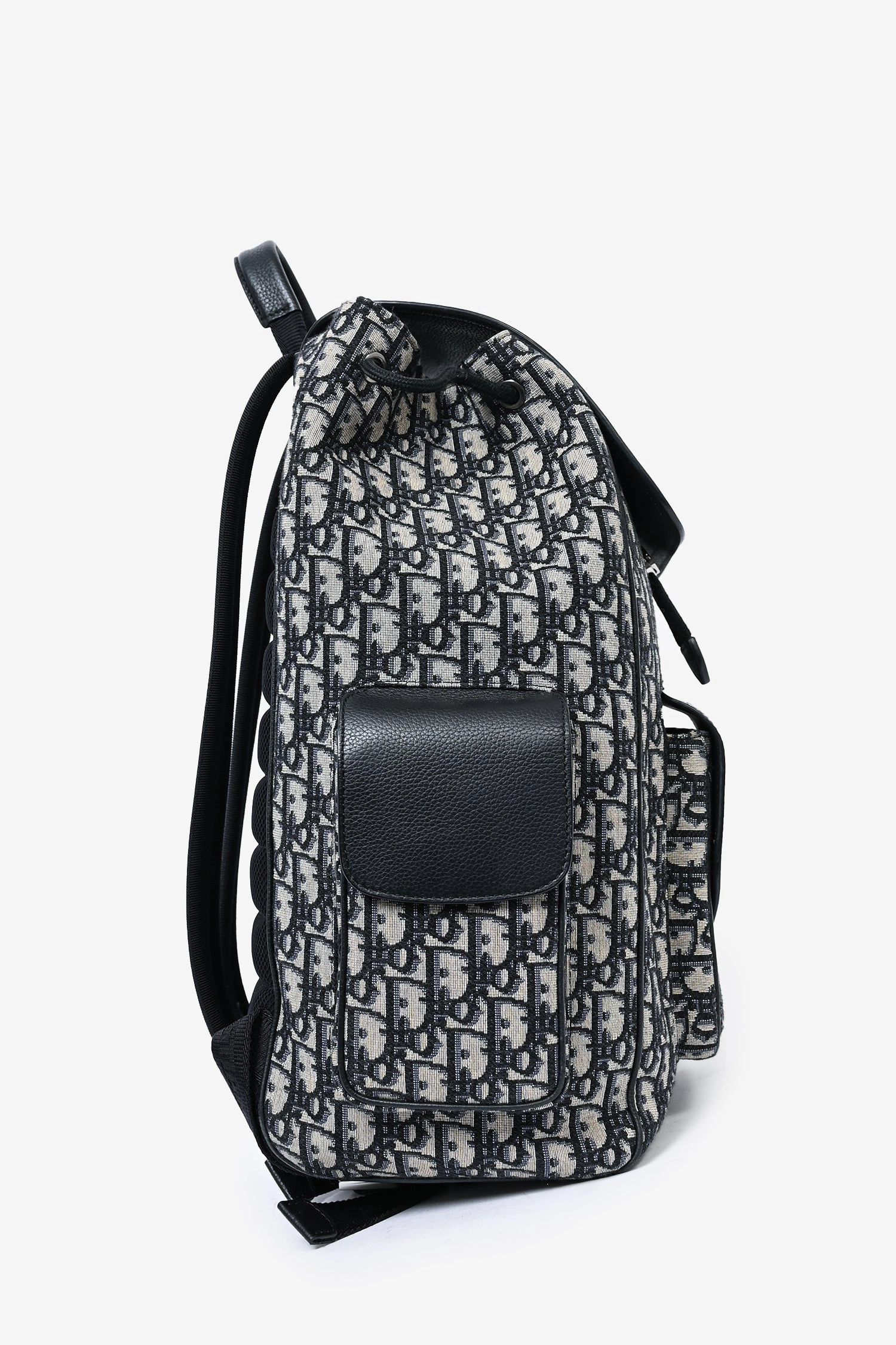 Dior 2021 Navy Oblique Jacquard/Calfskin Saddle Backpack