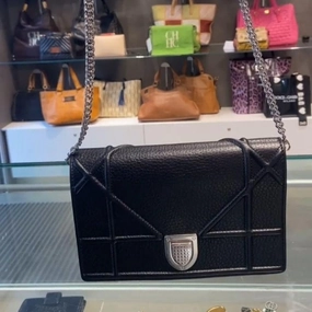 Dior Diorama Black Leather Chain Crossbody Bag