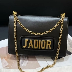 Dior JADIOR Black Leather Shoulder Bag 25x17x6 Chain Strap