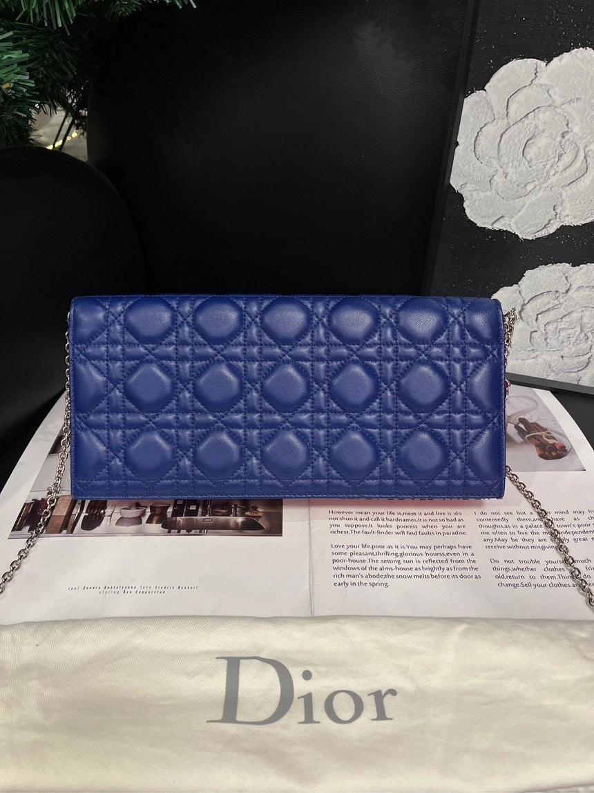 Dior Three-Color Lady Dior Blue WOC Crossbody Bag