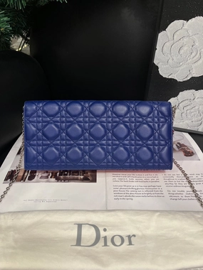 Dior Three-Color Lady Dior Blue WOC Crossbody Bag