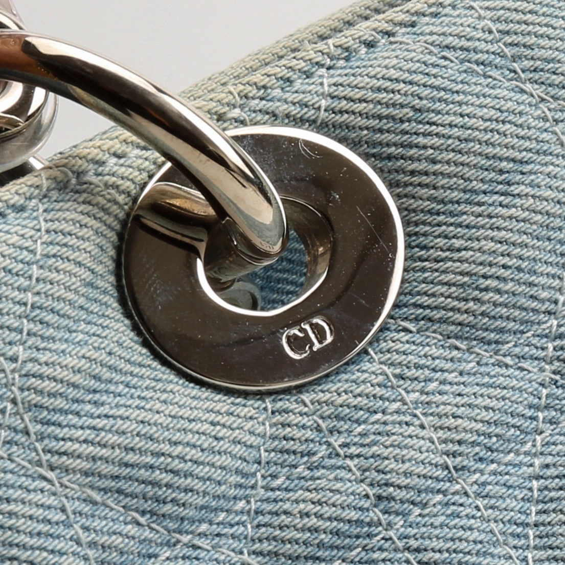 DIOR Vintage Medium Lady Dior w/Strap- Denim Cannage