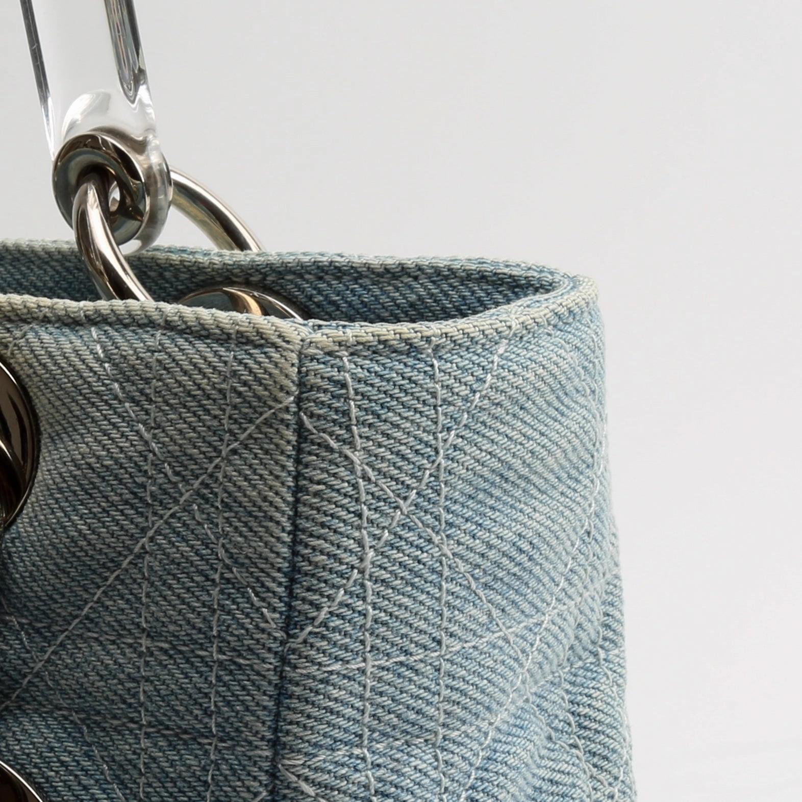 DIOR Vintage Medium Lady Dior w/Strap- Denim Cannage