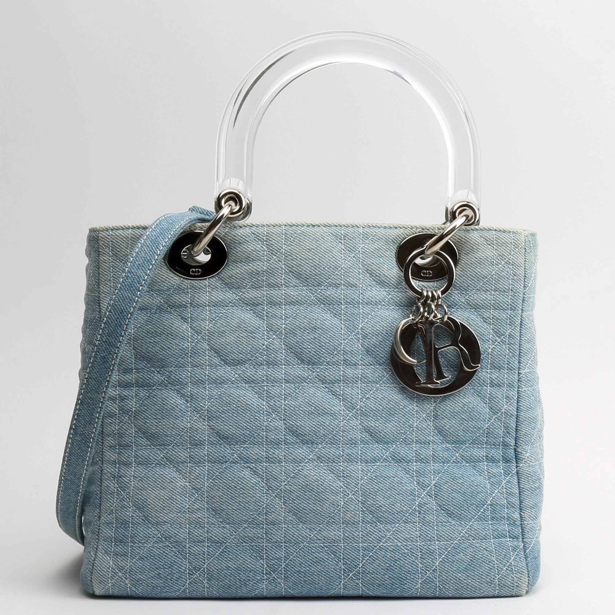 DIOR Vintage Medium Lady Dior w/Strap- Denim Cannage
