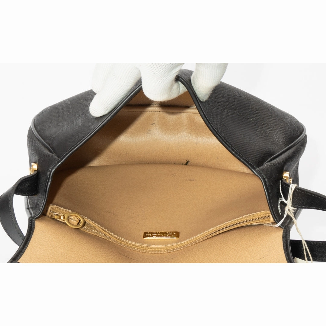Dior Vintage Trotter Black PVC Leather Crossbody Bag