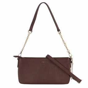 Dkny Burgundy Leather Zip Crossbody Bag