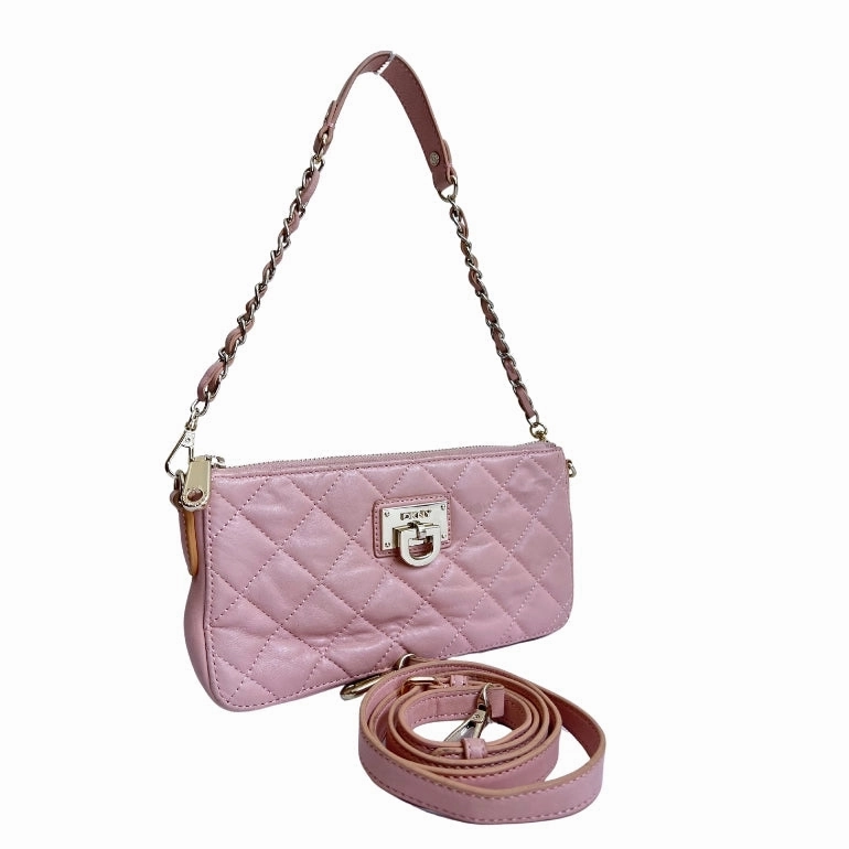 DKNY Quilted Leather Zip Chain Shoulder Bag