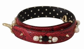 Dolce & Gabbana Elegant Red Python Leather Shoulder Strap