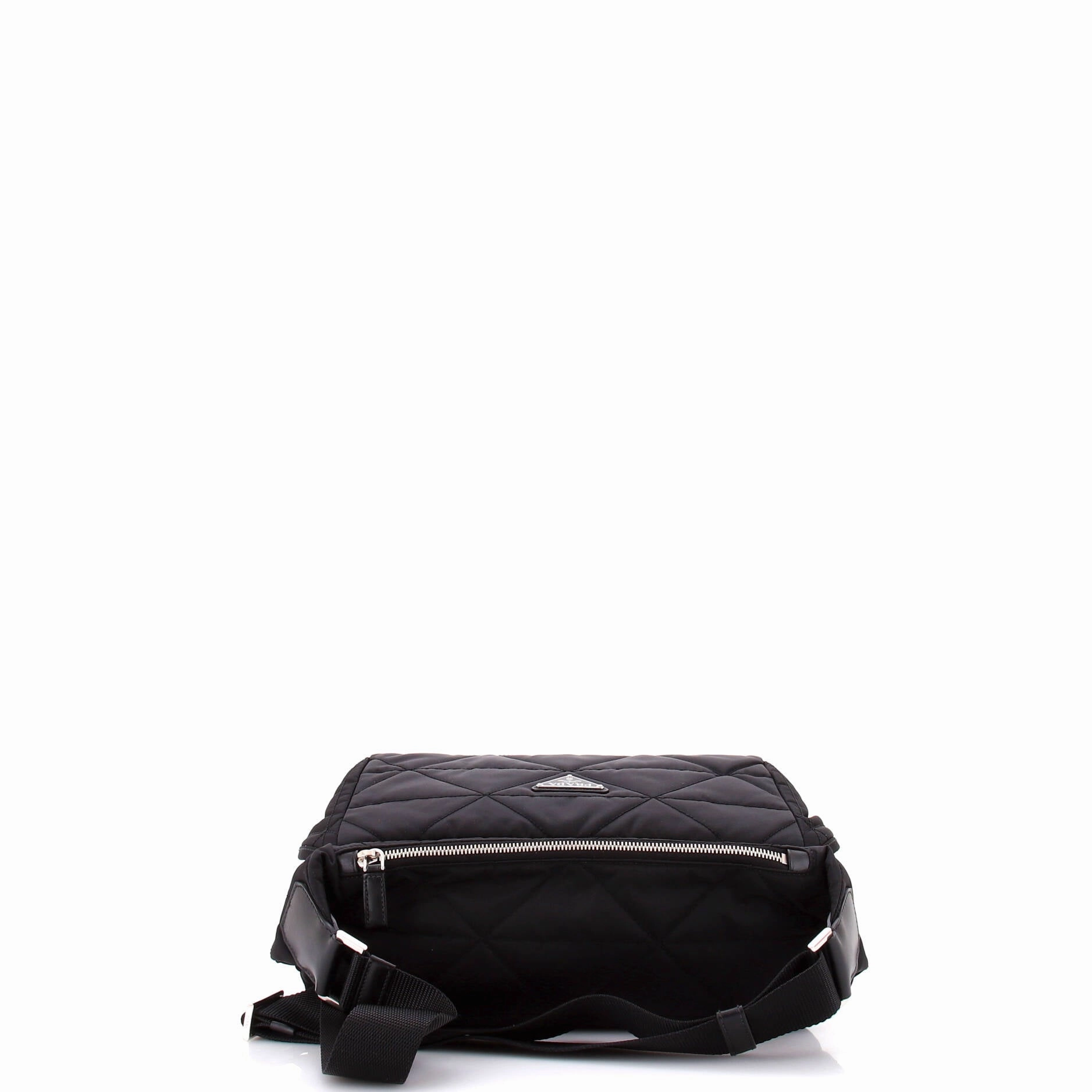 Double Buckle Flap Shoulder Bag Quilted Re-Nylon Medium
