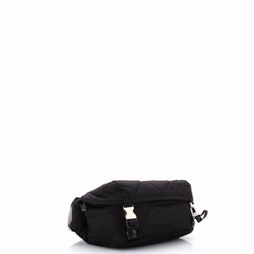 Double Buckle Flap Shoulder Bag Quilted Re-Nylon Medium