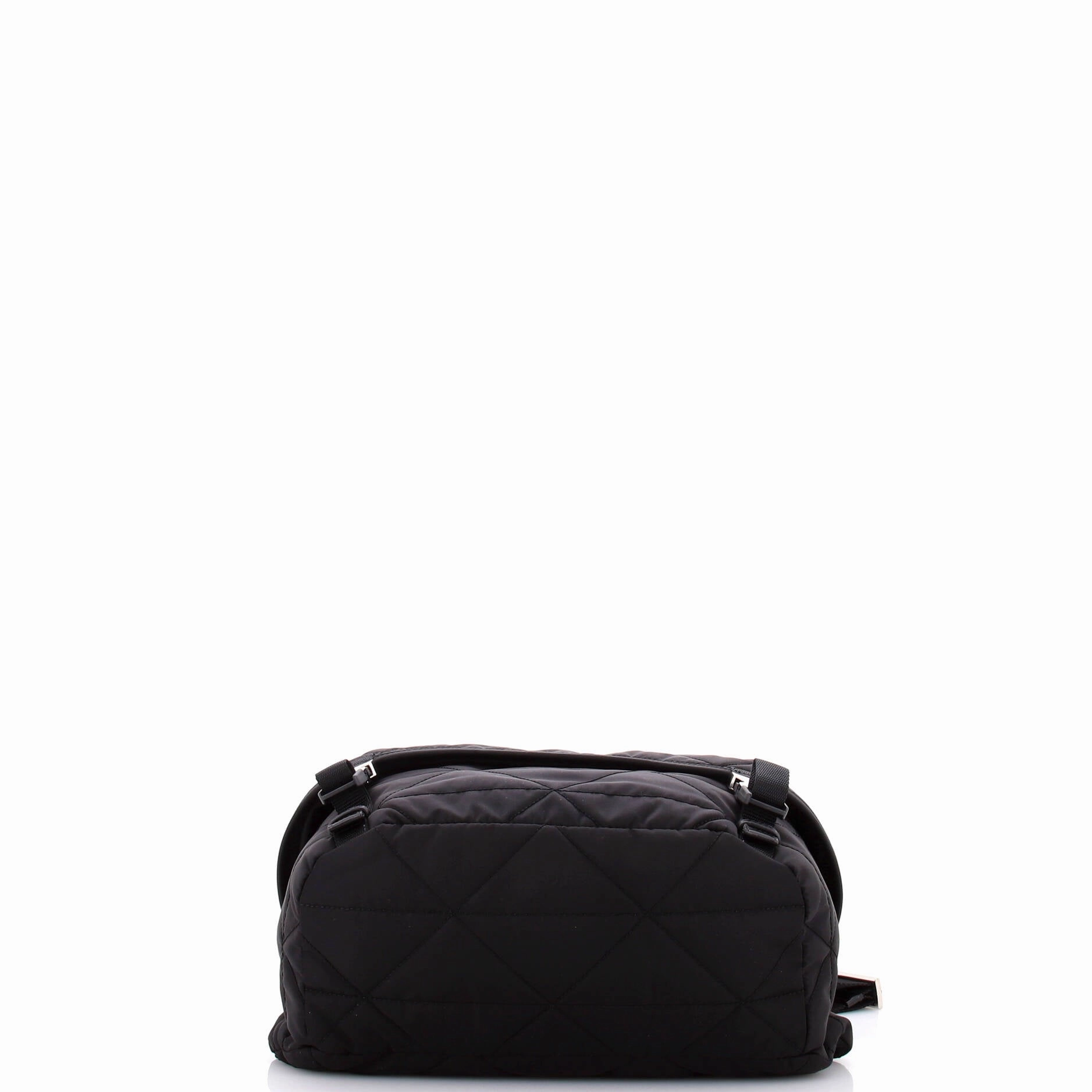 Double Buckle Flap Shoulder Bag Quilted Re-Nylon Medium