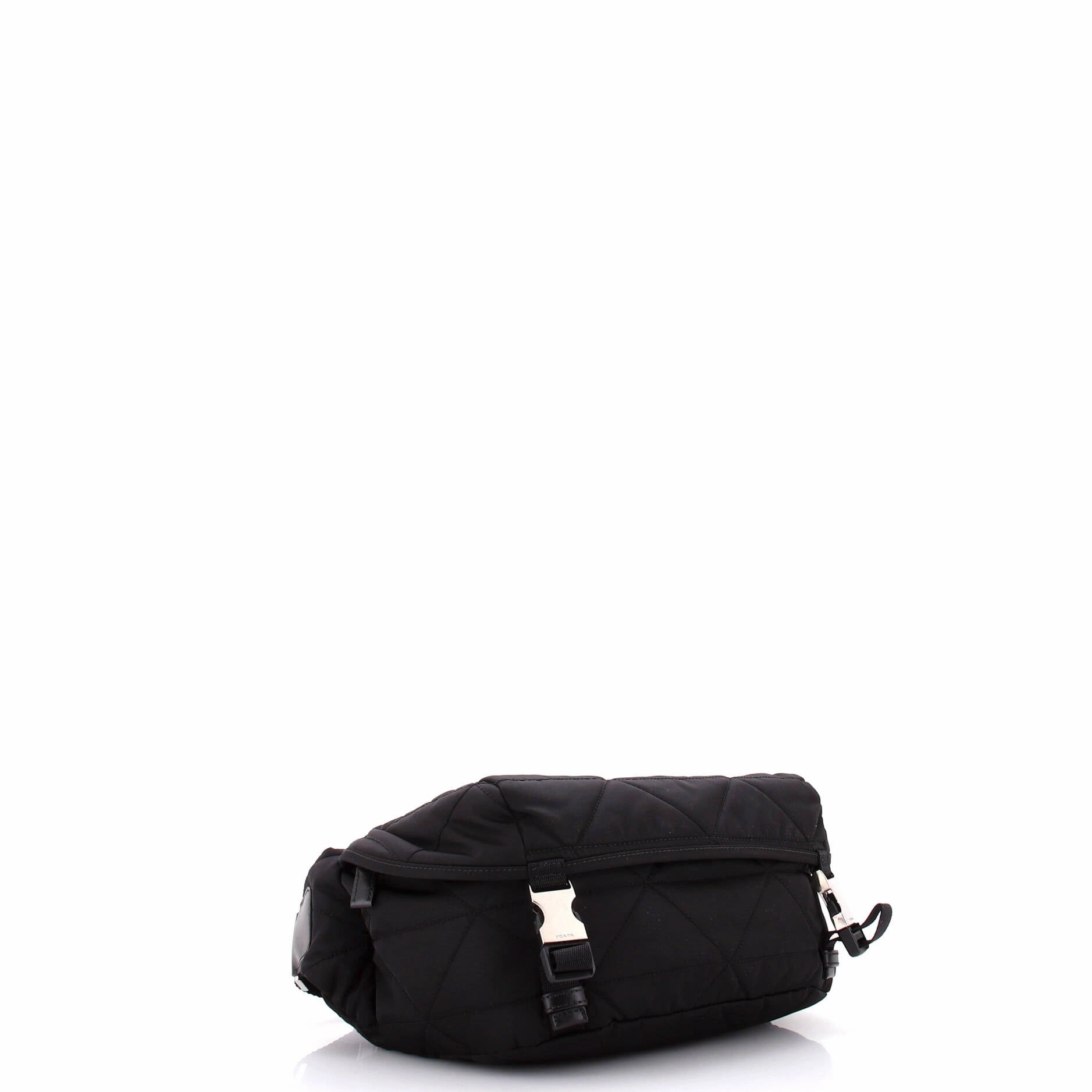 Double Buckle Flap Shoulder Bag Quilted Re-Nylon Medium