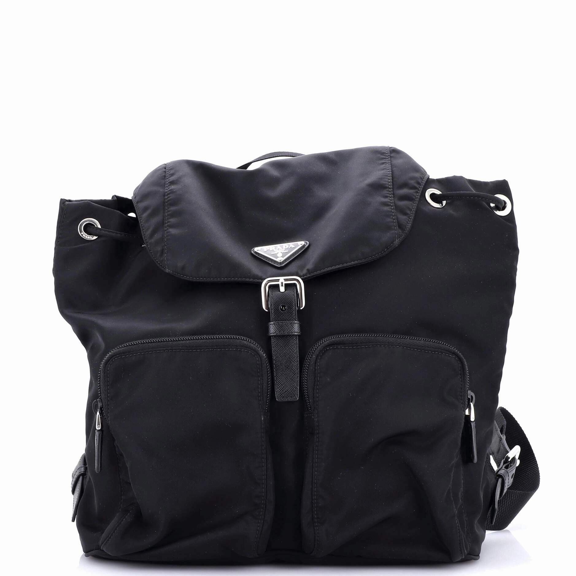Double Pocket Buckle Backpack Tessuto Medium