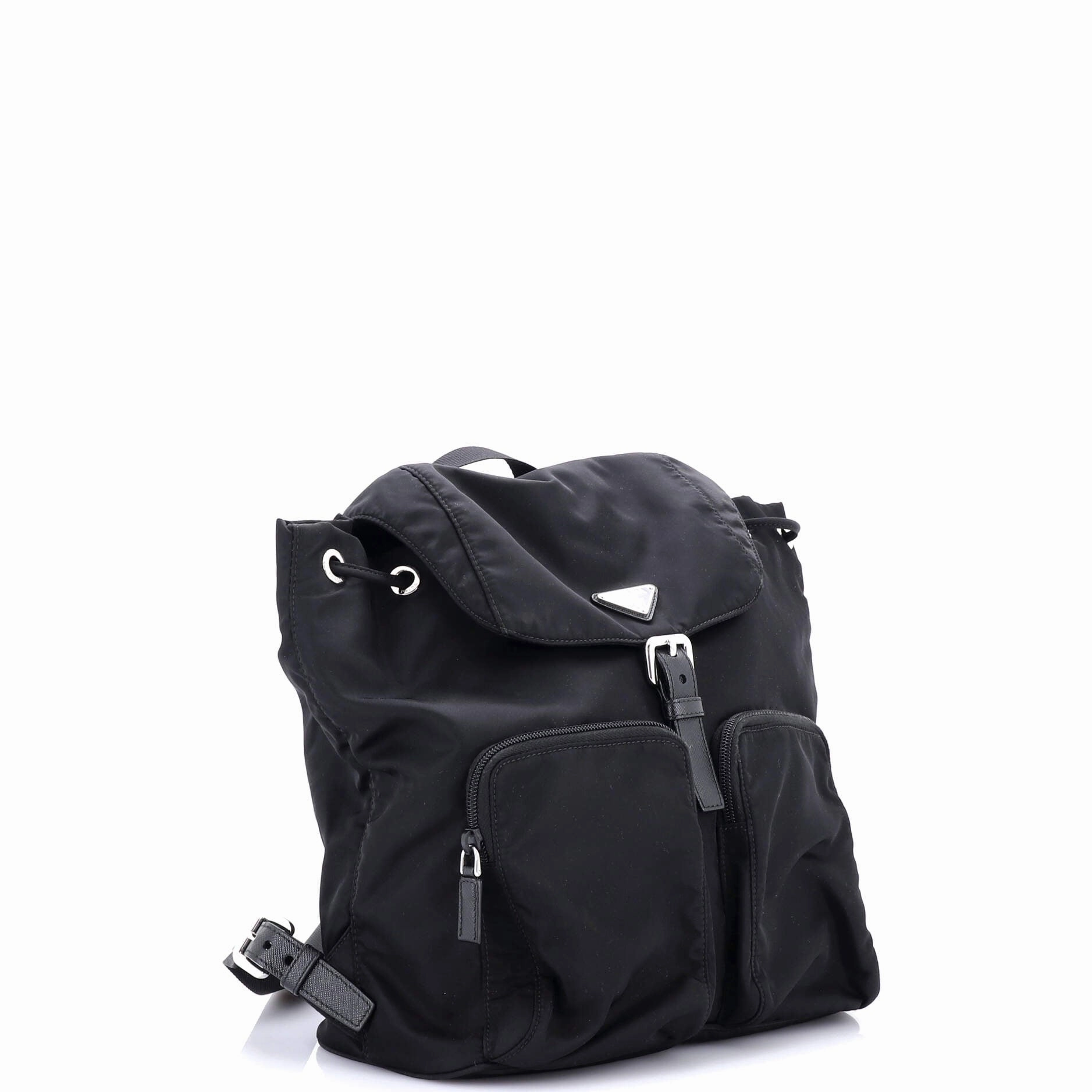 Double Pocket Buckle Backpack Tessuto Medium