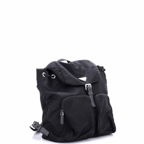 Double Pocket Buckle Backpack Tessuto Medium