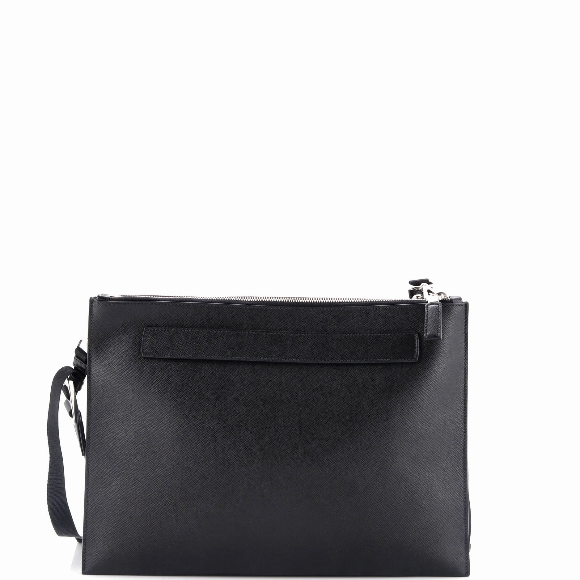 Double Zip Clutch Crossbody Bag Saffiano Leather Large