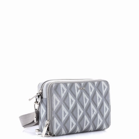 Double Zip Crossbody Pouch CD Diamond Coated Canvas