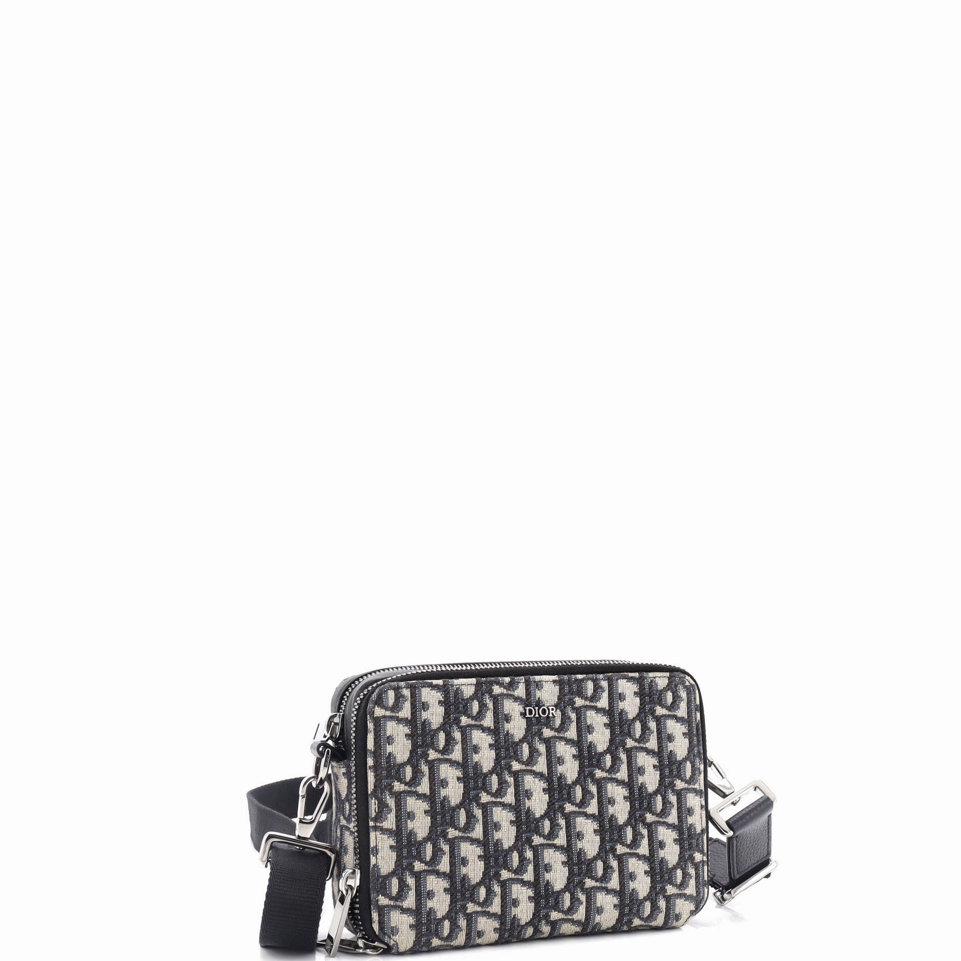 Double Zip Crossbody Pouch Oblique Canvas