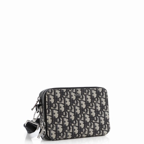 Double Zip Crossbody Pouch Oblique Canvas