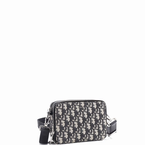 Double Zip Crossbody Pouch Oblique Canvas