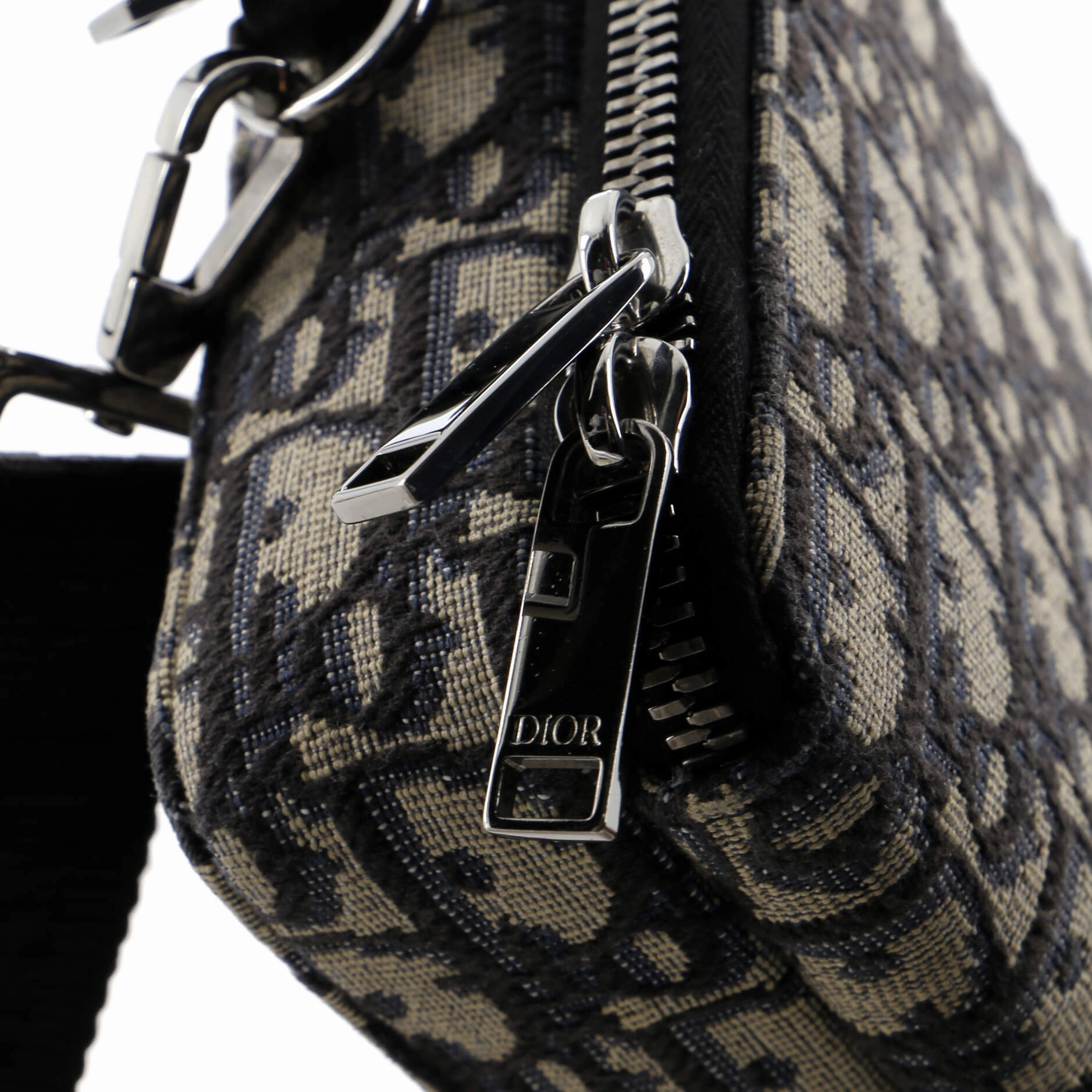 Double Zip Crossbody Pouch Oblique Canvas
