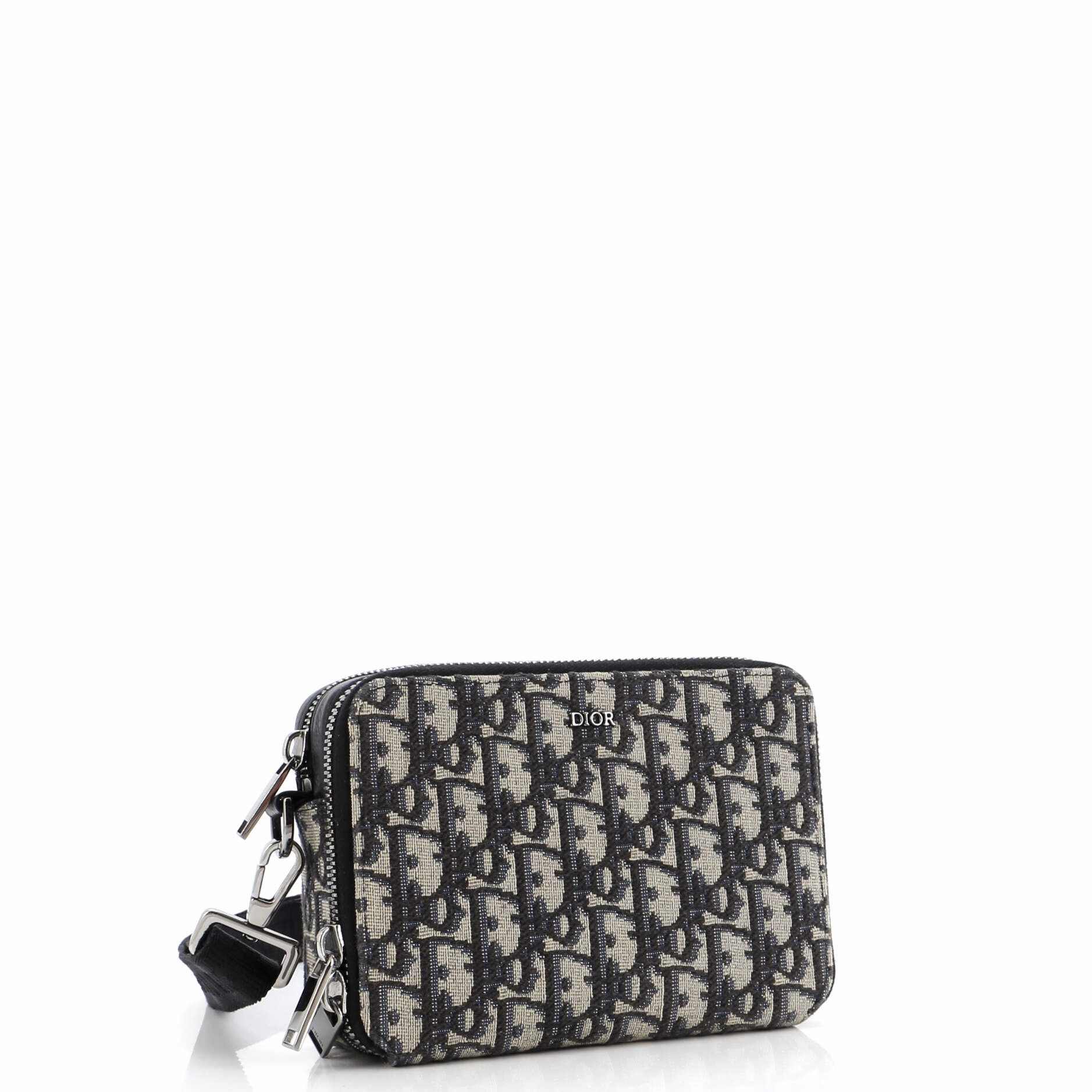 Double Zip Crossbody Pouch Oblique Canvas
