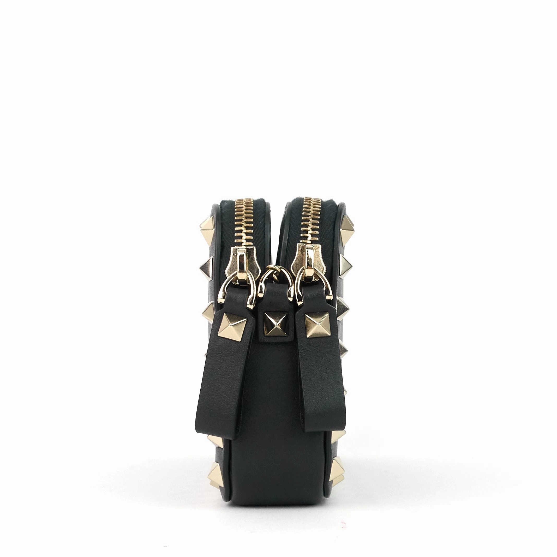 Double Zip Rockstud Leather Camera Bag
