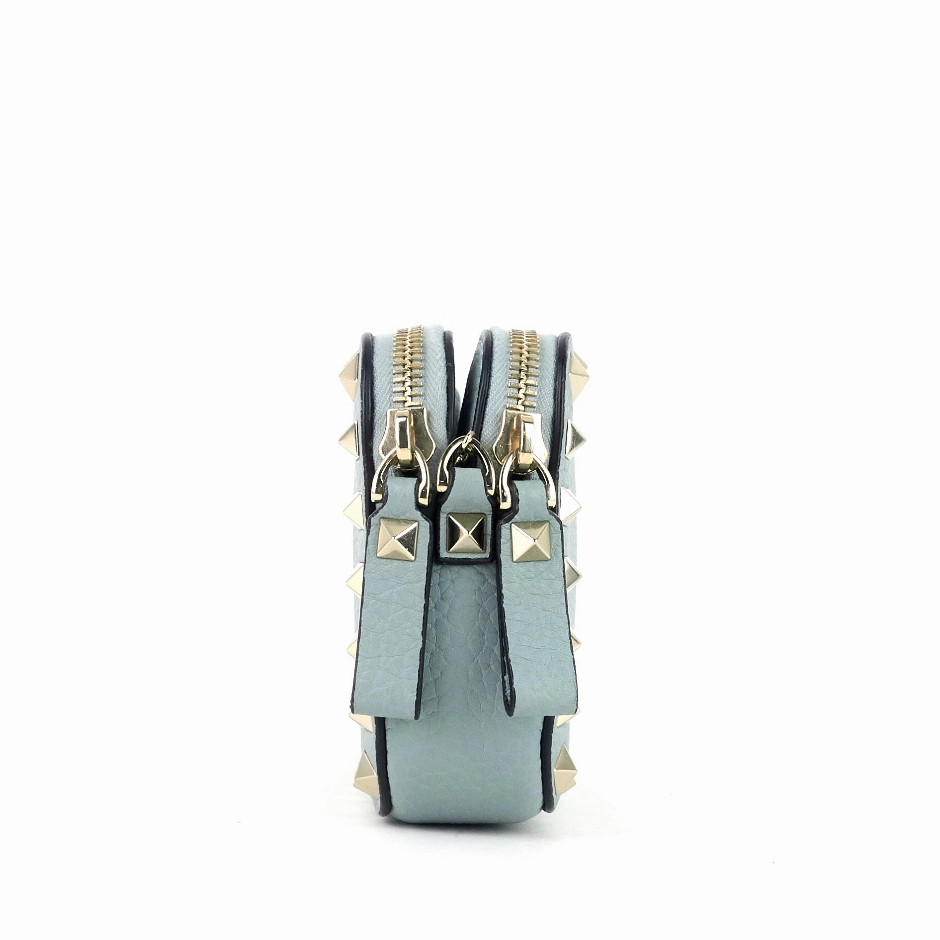 Double Zip Rockstud Leather Camera Bag